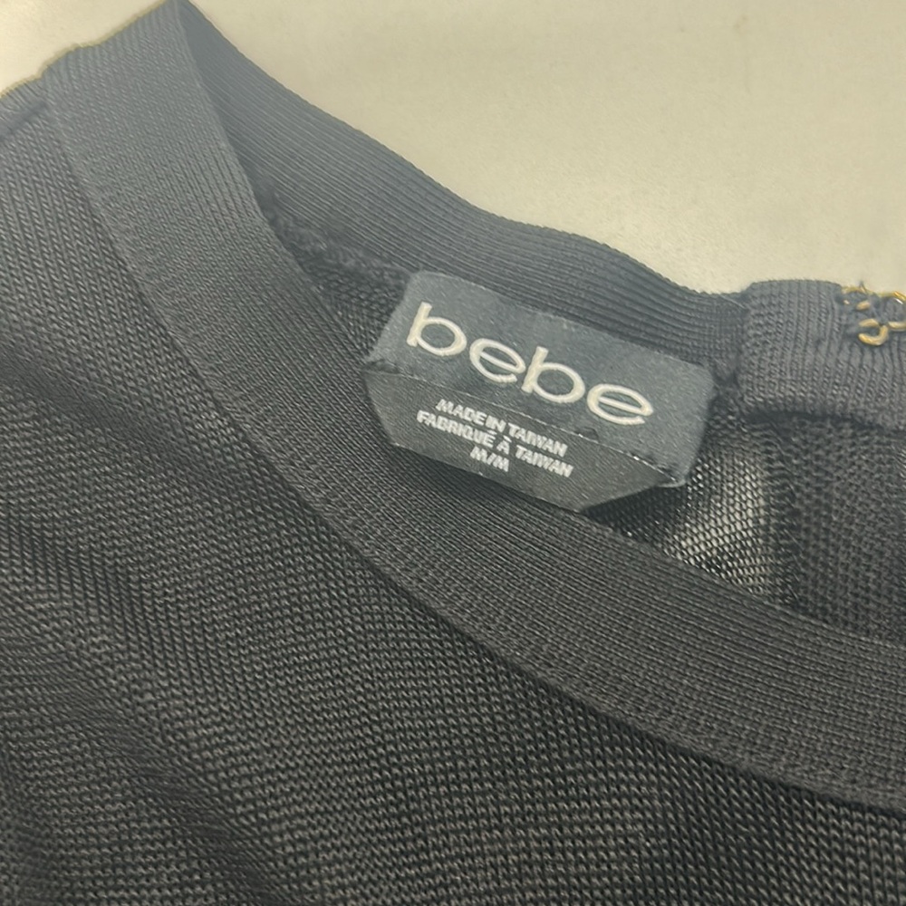 Bebe Black Mummy Bandage Body Hugger Dress. Sheer Mesh Top. Full Back Zip. SizeM - Picture 13 of 16